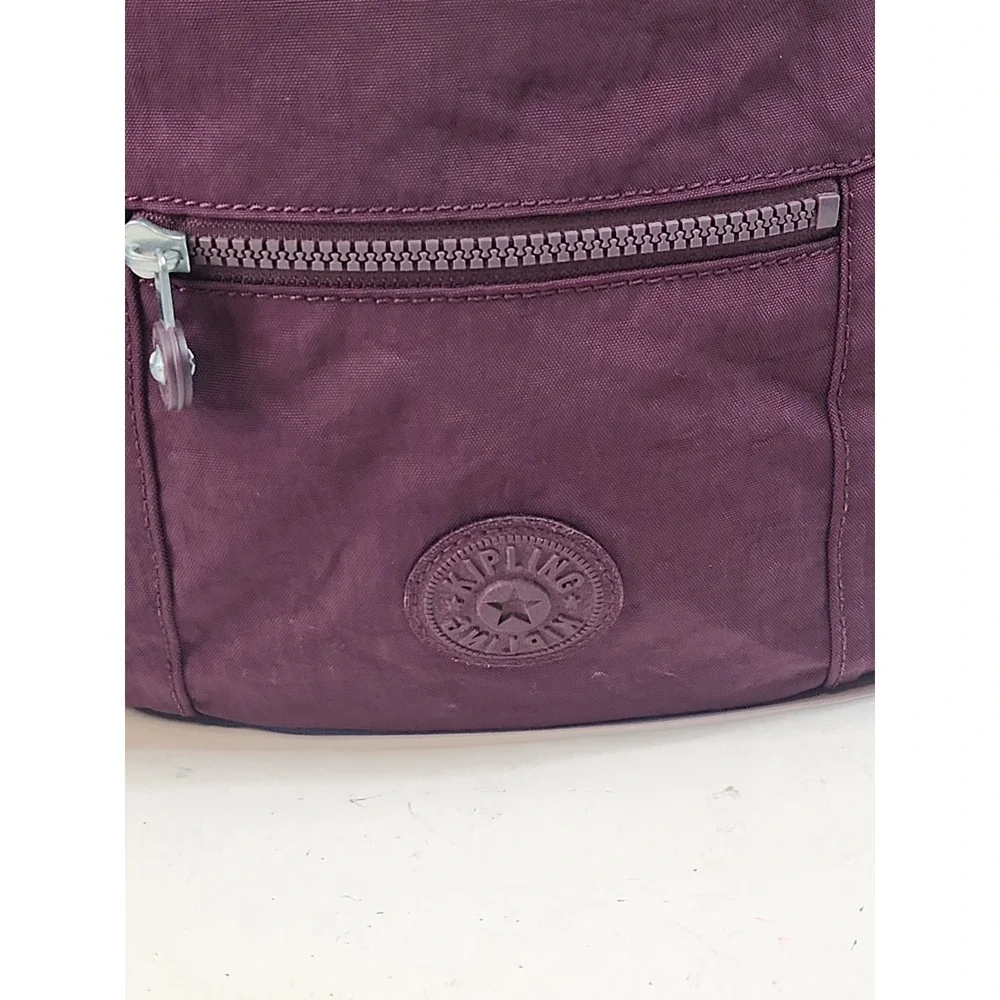 Kipling Belammie Hobo Crossbody Bag Dark Plum Purple Nylon Purse Nabila Monkey